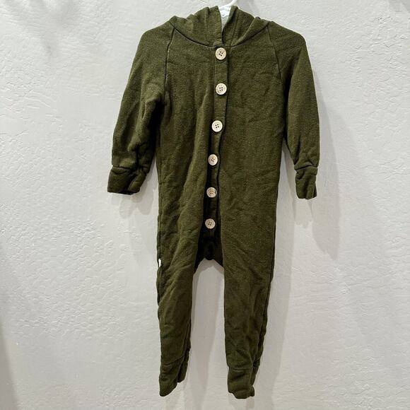 Childhoods Dark Olive Green Hooded Romper - Picture 1 of 9